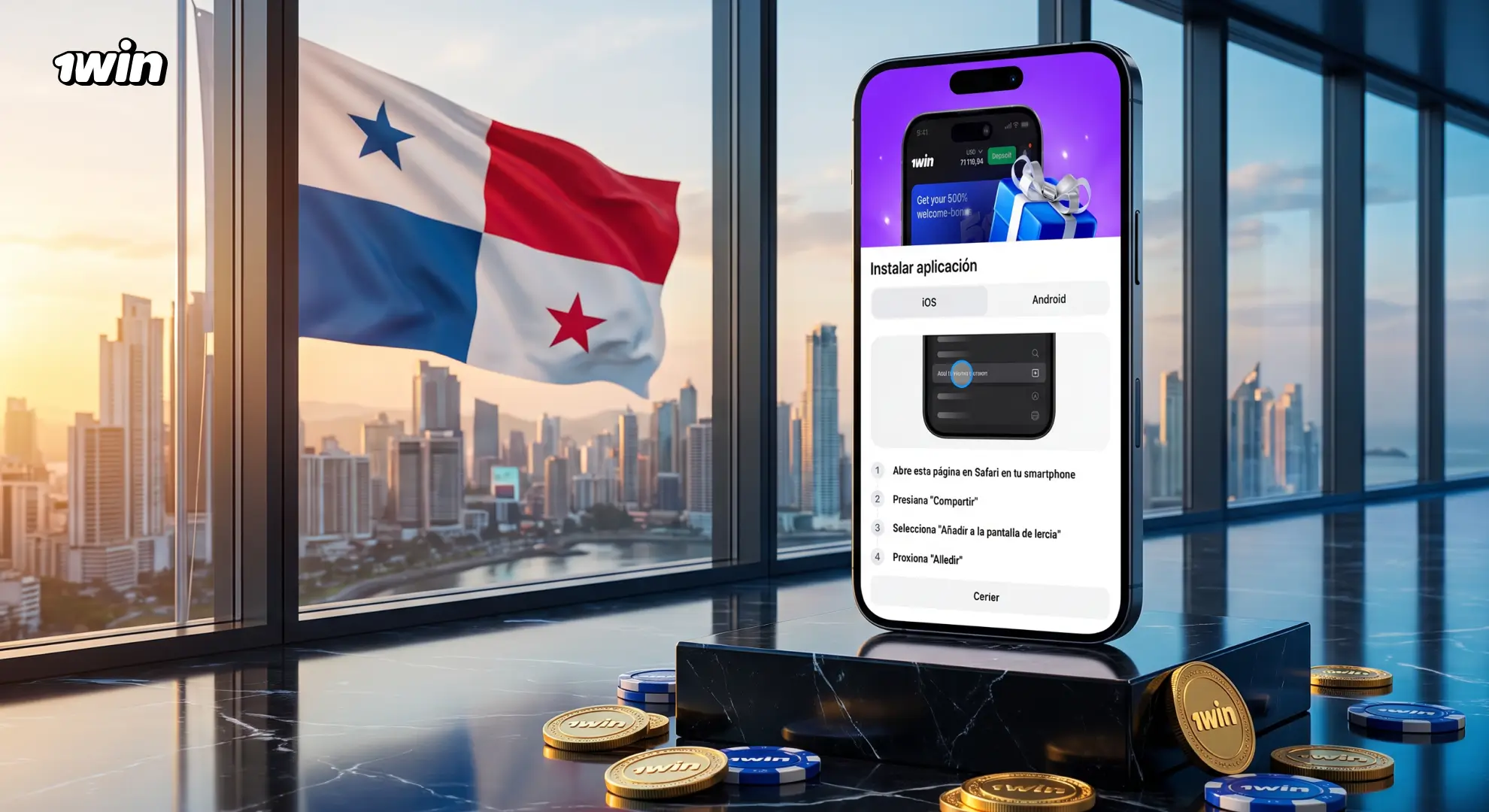 Instalación del archivo APK de 1win en Android